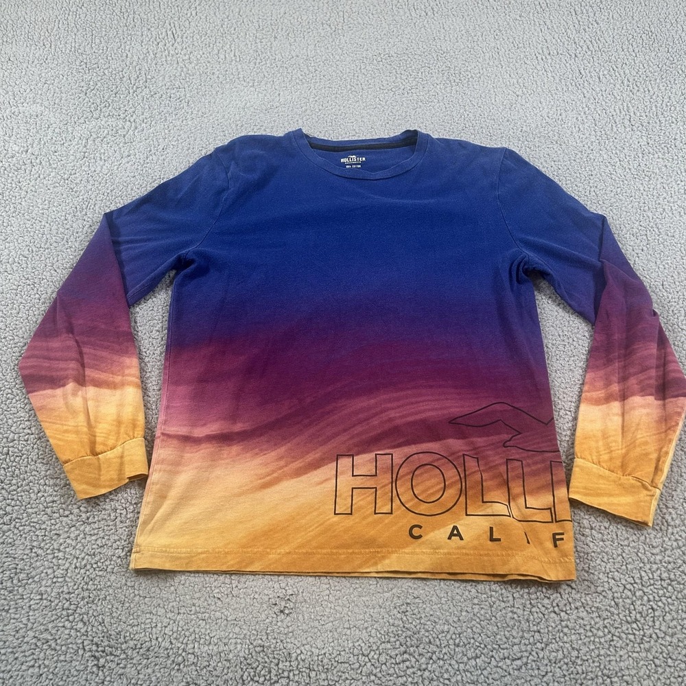 Hollister Shirt Mens Small Multicolor California Gradient Logo Long Sleeve Tee